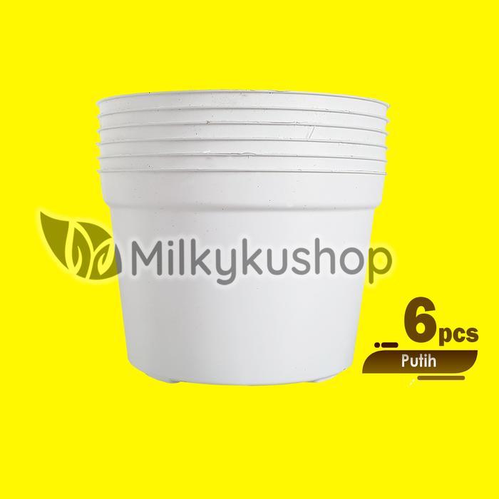 POT JM RUPLAS 30 BIBIT WARNA 30 CM - PAKET 6 PCS - POT BUNGA TANAMAN - Putih