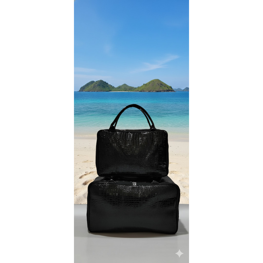 Travel Bag Kulit Premium Motif Croco JUMBO / Tas Travel Kulit Waterproof