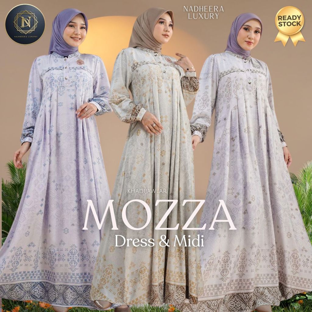 [BISA COD] MOZZA DRESS NADHEERA LUXURY DRESS NADHEERA LUXURY GAMIS MIDI moza MEWAH MOTIF NADHERA TER