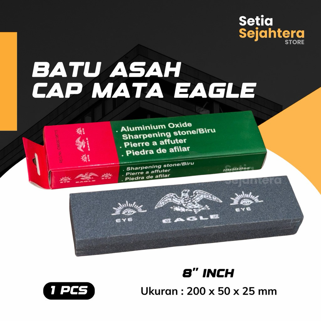 EAGLE Batu Asah Pengasah Pisau Gosok CAP MATA EAGLE Abu-Abu 8 inch - 1 pcs
