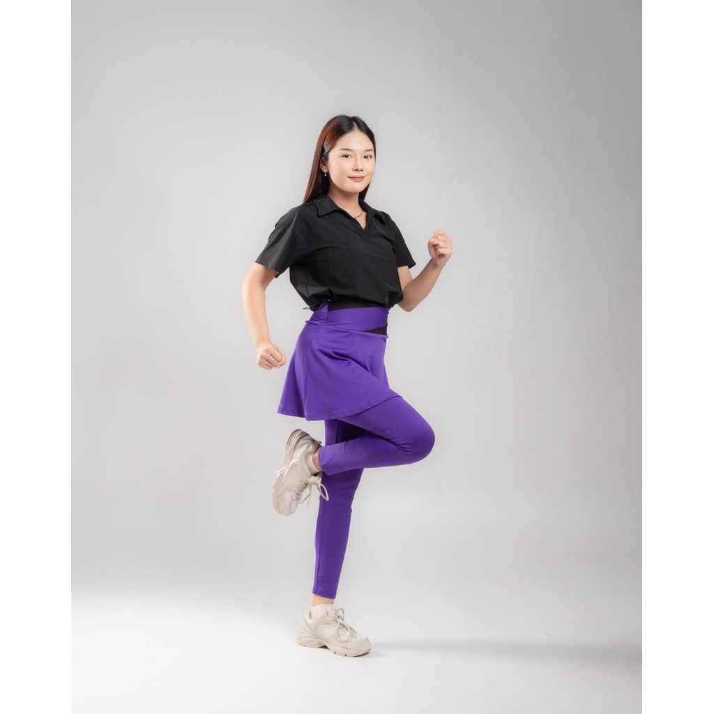 Runoz Legging Rok Senam Wanita Dewasa Celana Olahraga Rok Panjang Warna Cream Kekinian Anti Jiplak B