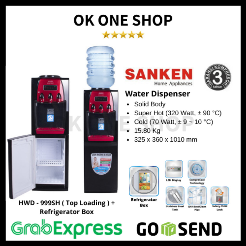 Sanken Water Dispenser-HWD 999 + KULKAS (bawah)
