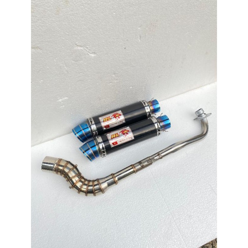 Knalpot Racing RedLeo Cobra Black Coating Inlet 50mm Suara Bass Gahar Untuk Jupiter Vega Supra Revo