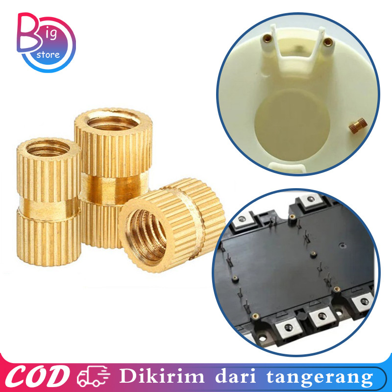 100pcs Bras Knur Tanam M3 Insert Nut Mur Tanam Female Thread Brass Insert Nut M3