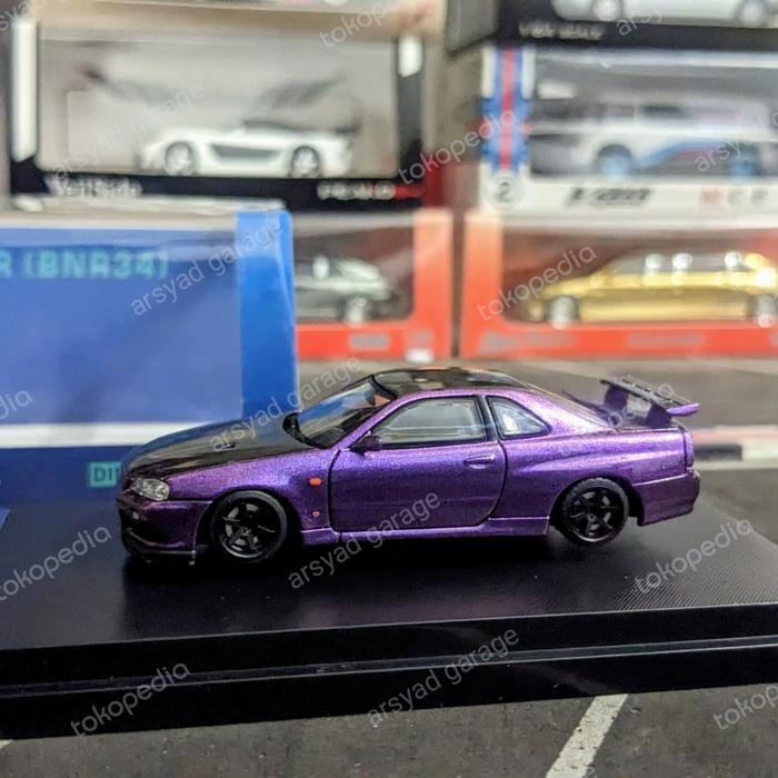 Diecast Stance Hunters Nissan Skyline GTR R34 Vspec II Purple RESTRO