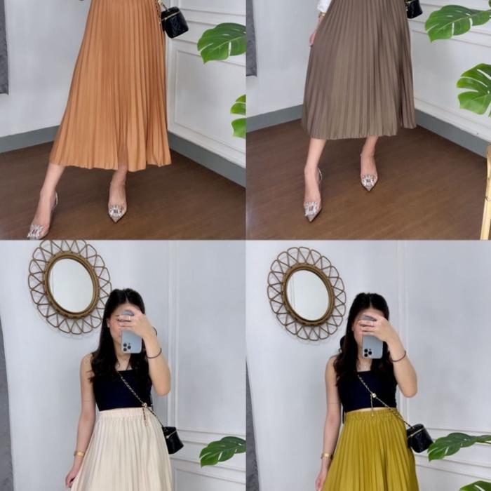 promo  -VANIA MIDI SKIRT - HÉST - ROK PLISKET NITA KASUAL FORMAL - Mint