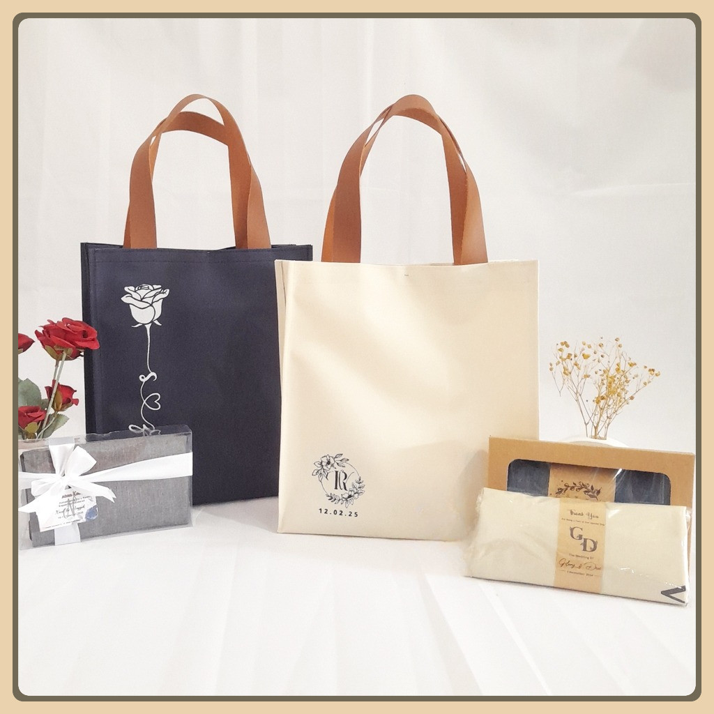 Totebag Souvenir Sablon | HANA Bag | Tas Souvenir Wedding Sablon | Tas Kelahiran Bayi | Tas Polyeste