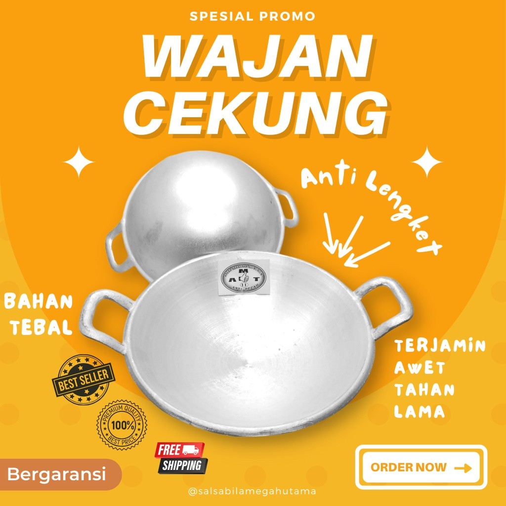 WAJNCKG(2)56 - kuali katel wajan kenceng penggorengan wok cekung anti lengket NO 16 18  / wajan mura
