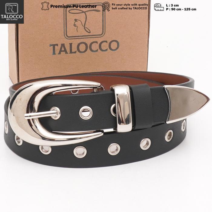 Ikat Pinggang Fashion Wanita Sabuk Kulit Pu cewek Lebar 3 cm - Hitam, 105 cm