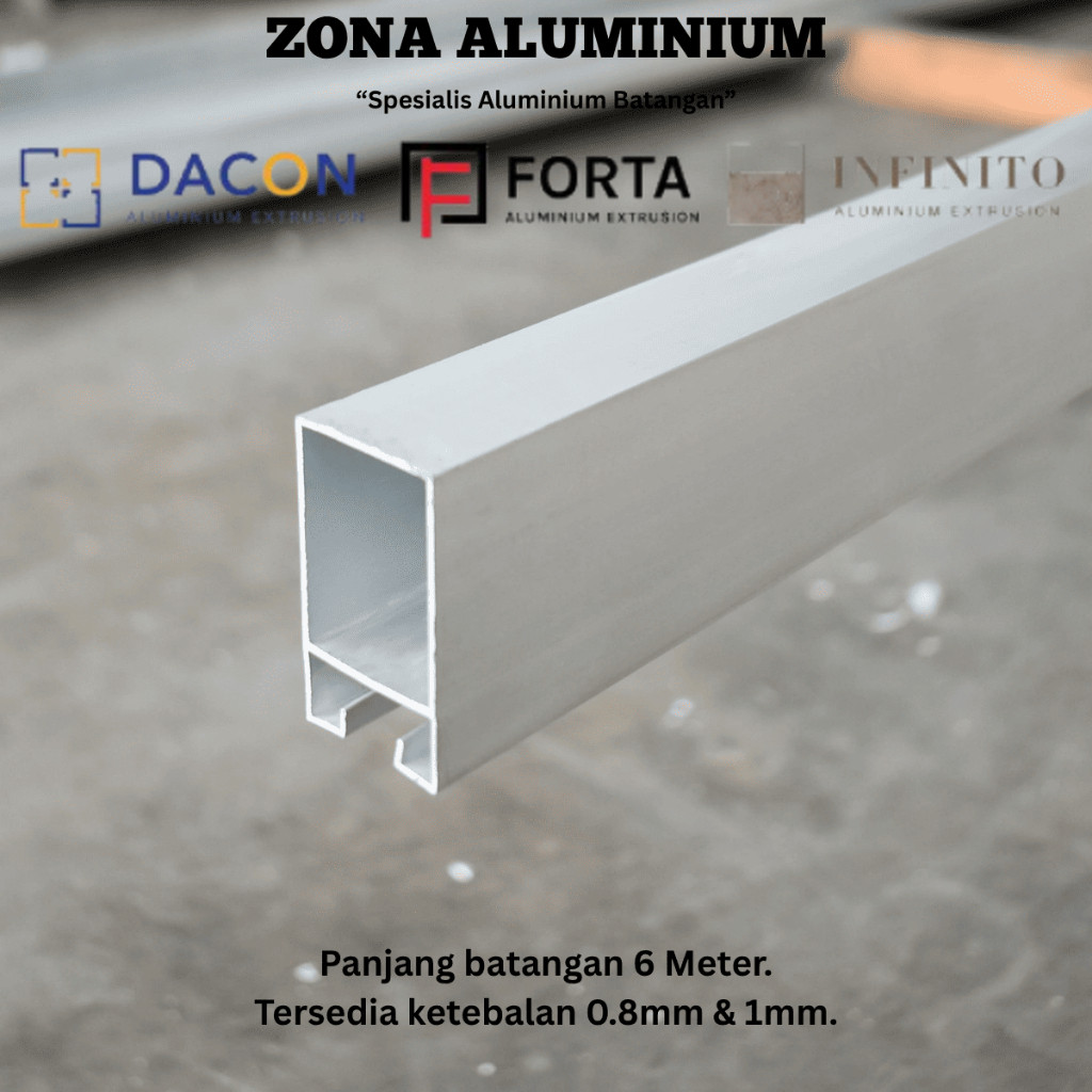 DACON FORTA INFINITO Aluminium Batangan 9055 Tiang Polos untuk Sliding Door