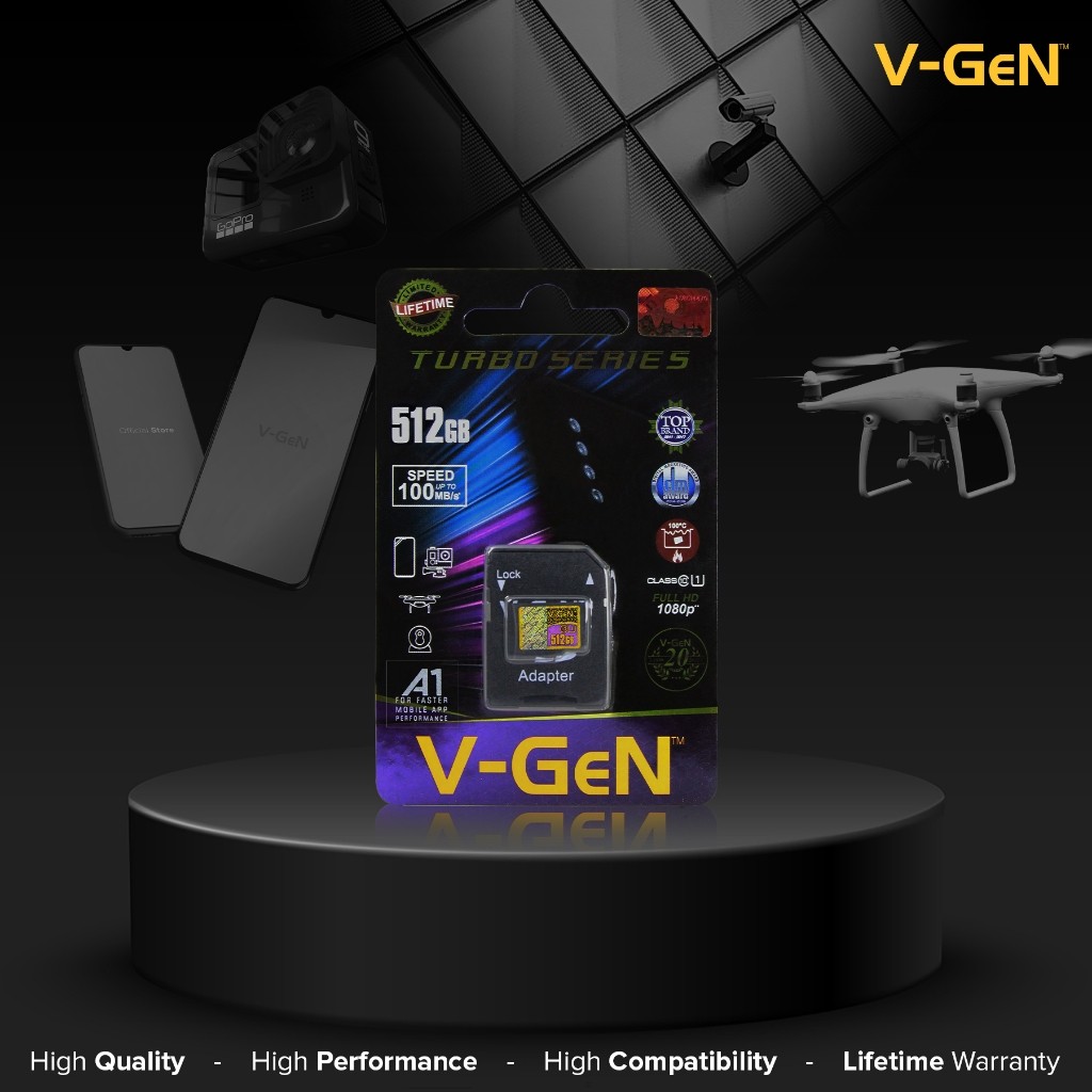AS Micro SD 512GB Turbo Class 10 V-GEN | MicroSD 512 GB Class10 VGEN Original