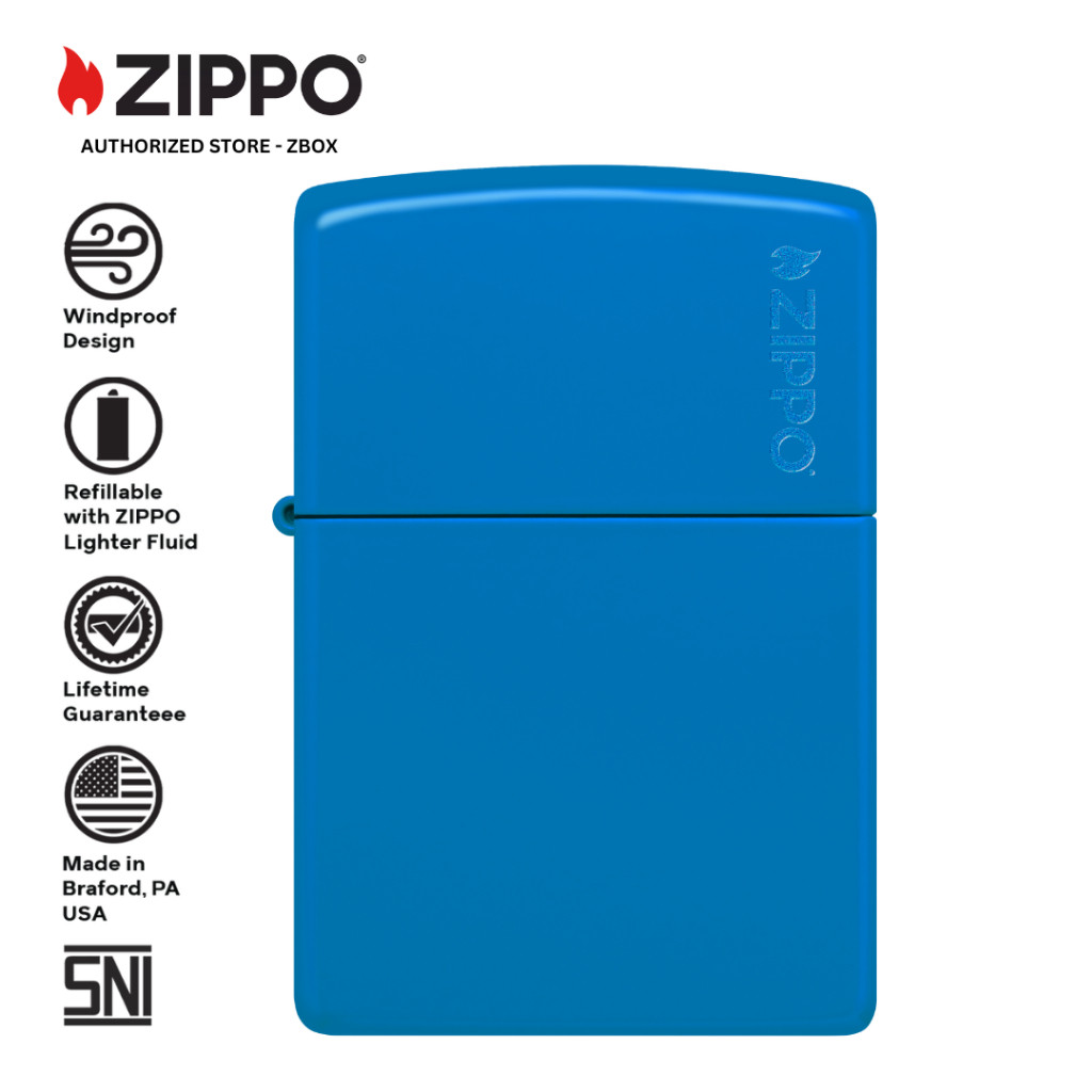 ZIPPO Original 48628ZL Sky Blue Matte with Zippo Logo - Korek Api Windproof USA