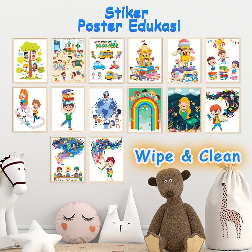 Stiker Poster Dinding Gambar Animasi Edukasi Anak