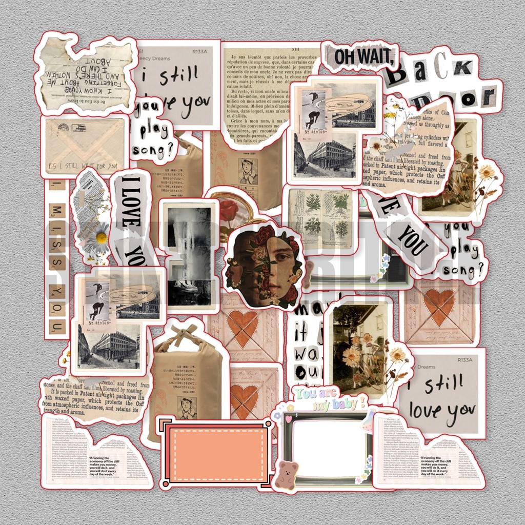 mini Stiker Vintage Sticker Tumbler Aesthetic  Aesthetic Tumblr Paket Mini Stiker Aesthetic Scrapboo