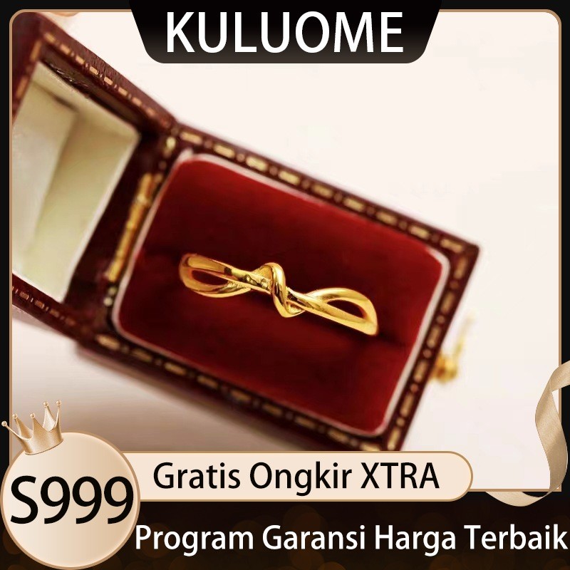 KULUOME Cincin Emas Vietnam Cincin Ikatan Emas Pasir Cincin Fashion Elegan Cincin Terbuka Perhiasan 