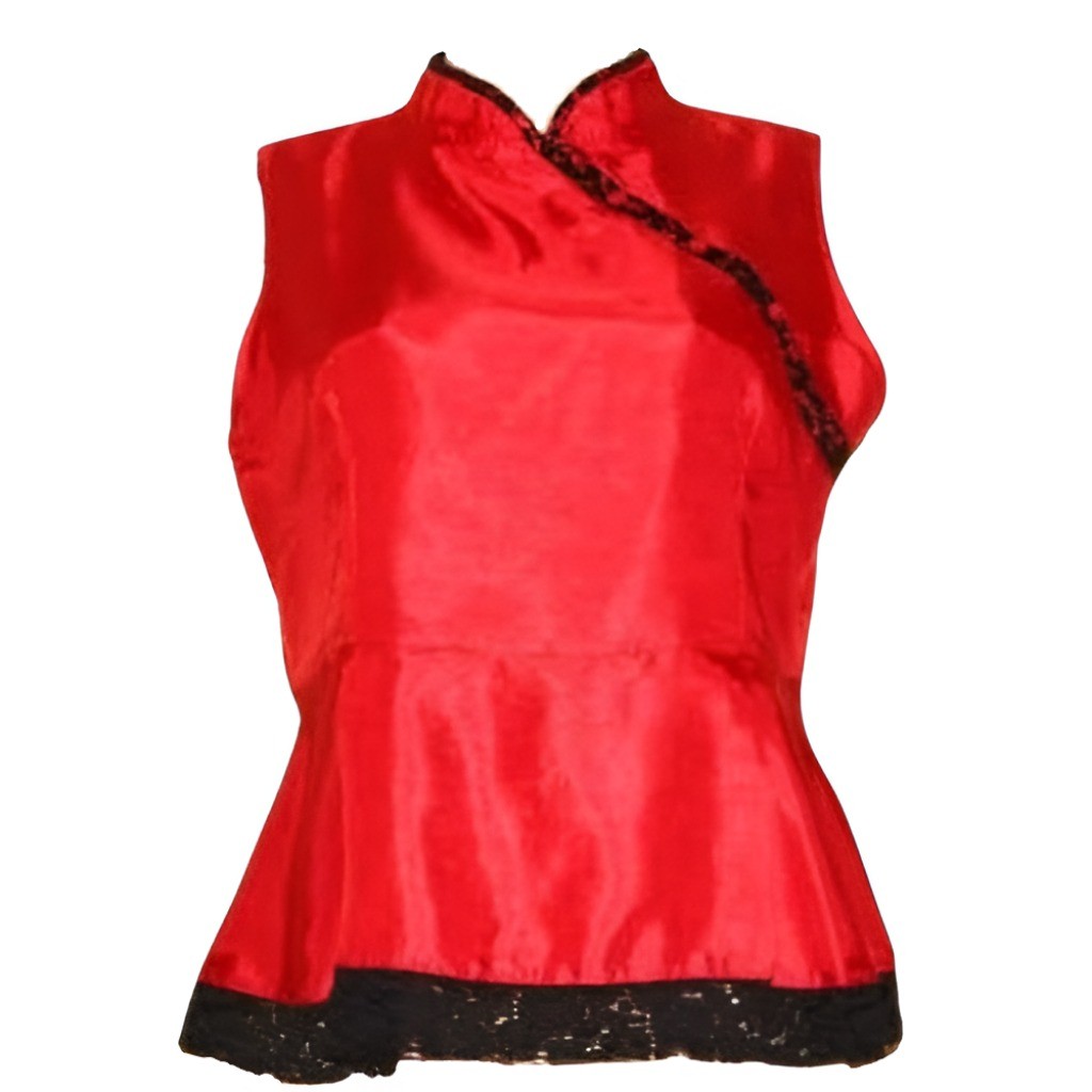 Luxury Jumbo Cheongsam Qipao Atasan Blouse Wanita Imlek Kerah Shanghai Merah