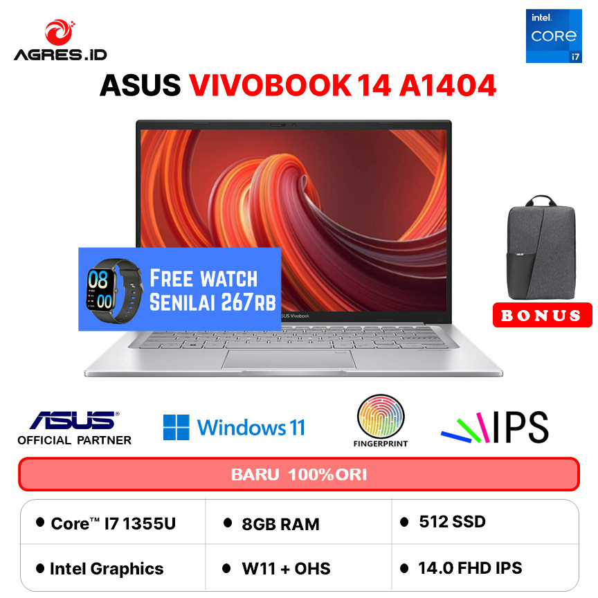 ASUS VIVOBOOK 14 A1404VA I7 1355 8GB 512GB W11+OHS 14.0FHD VIPS BLU -VIPS751