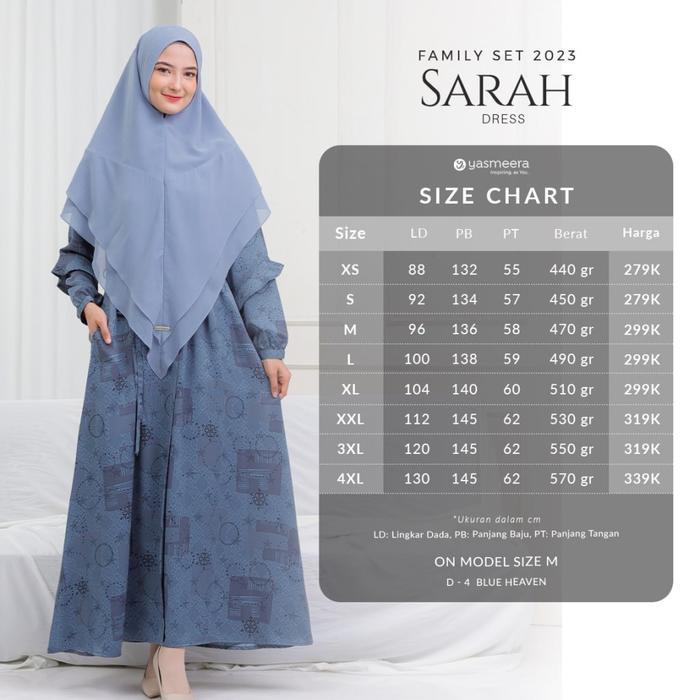 Dress Sarah Gamis Ibu Anak Family Set Sarimbit El Rasheed Yasmeera - Blue Mom, 4XL