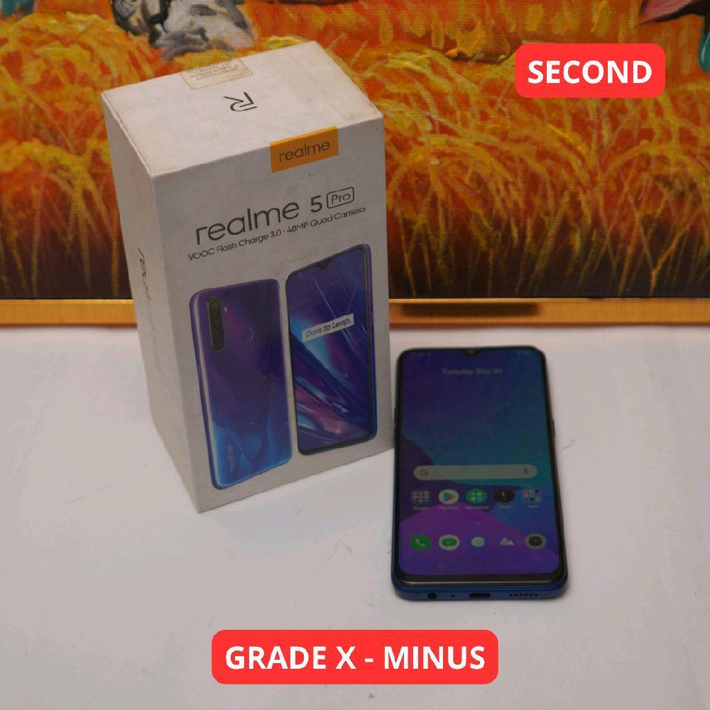 REALME 5 PRO 4/128 GB GRADE X - MINUS HP SECOND ORIGINAL SINAR MUTIARA CELL (70319)