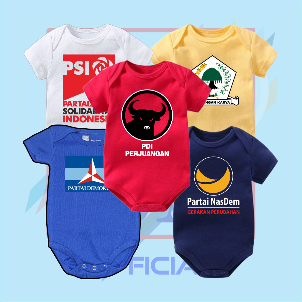 BAJU BAYI JUMPER BABY PARTAI INDONESIA - BAJU BAYI PARTAI DEMOKRAT - PDI PERJUANGAN - PARTAI NASDEM 