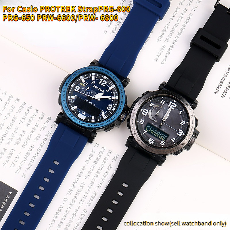 23mm 24mm Soft silicone Strap for Casio G-SHOCK PRW-6600 PRG-600YB 650 PRW-60Y/50Y/70Y Men Sport Wat