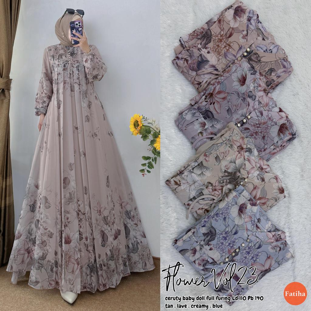 Dress Pesta Muslimah Modern Flower #23 | Gamis Kondangan Mewah Elegan | Busana Pesta Syar'i Wanita