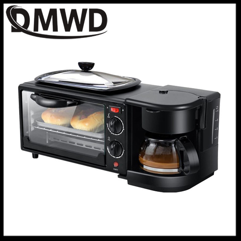 BADABEST 110V/220V 3-in-1 Breakfast Machine Drip American Coffee Maker Cooker Teppanyaki Bread Pizza