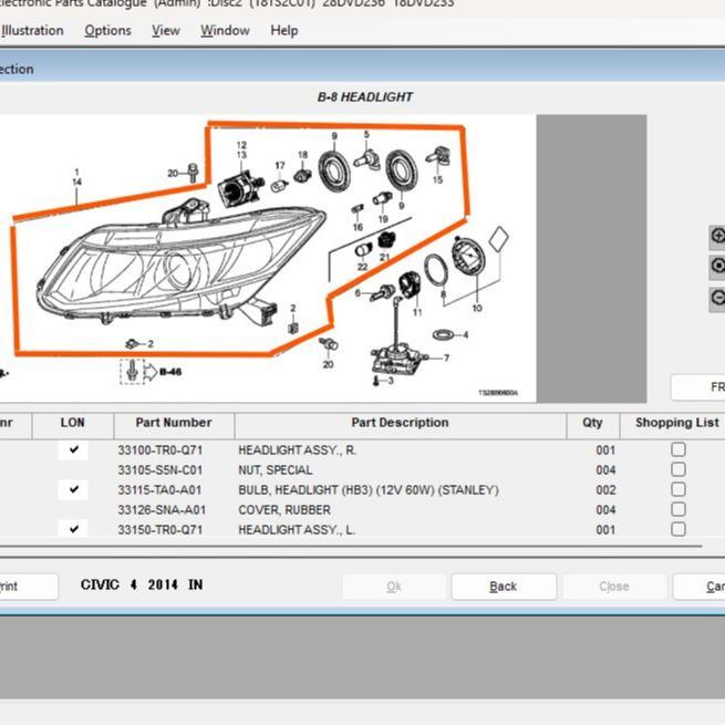 headlamp lampu depan civic fb 2014 2015 ori - kanan best