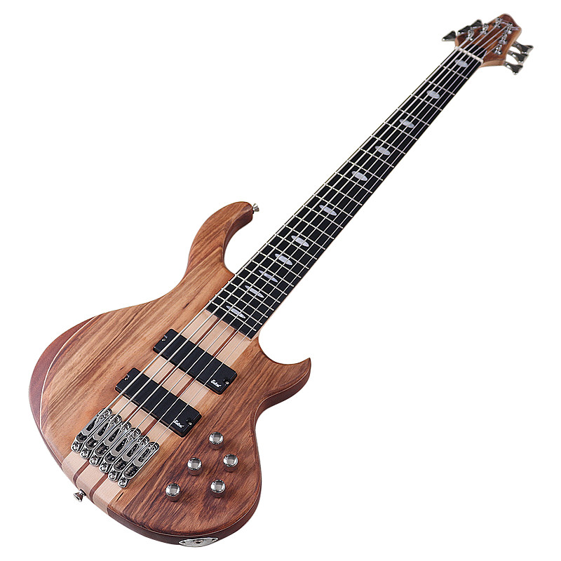 Professional 6 String Electric Bass Guitar Neck Through Solid Okoume Wood Matte 43 Inch Bass Guitar 