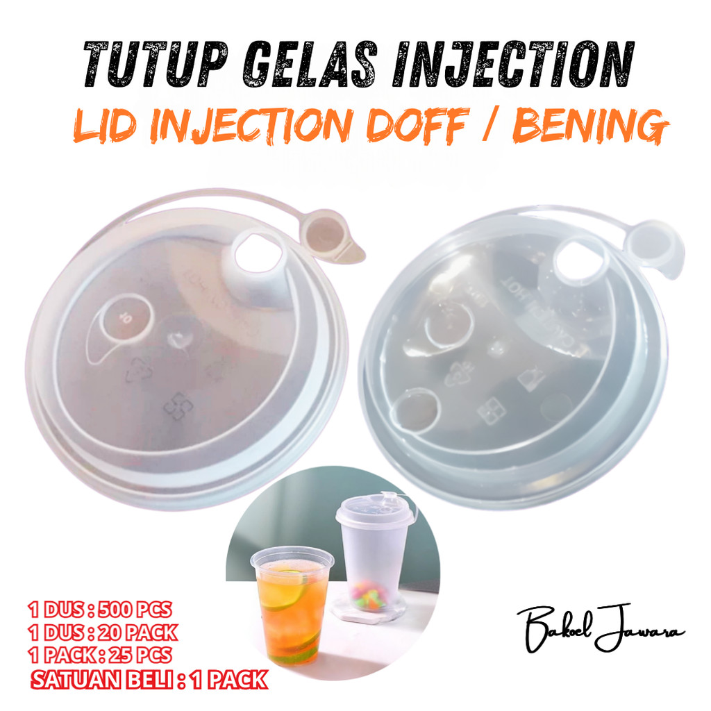 (1 PACK 25 PCS) TUTUP GELAS INJECTION PLASTIK DOFF BENING TANPA SEDOTAN / LID CUP VICTORY