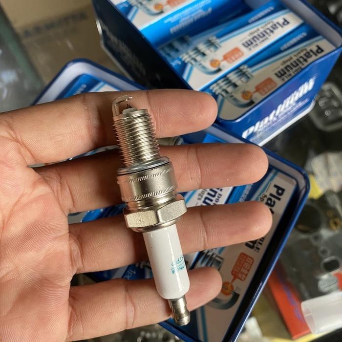 busi double platinum ORIGINAL anti panas vespa drat panjang dan pendek - Drat panjang, Busi double p