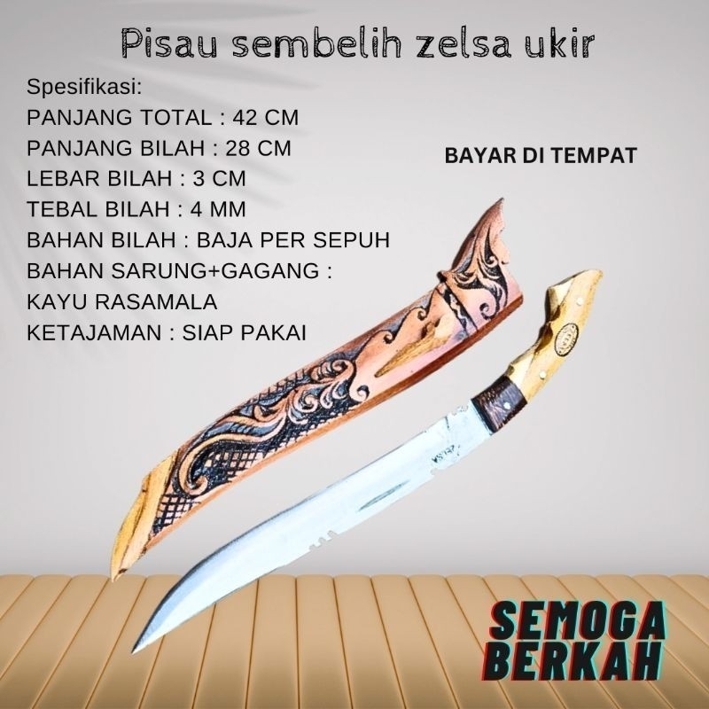 (STOREBILAH)  PISAU Sembelih ZELSA Ukir Kayu RASAMALA