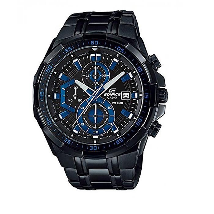 PROMO Jam Tangan Pria Casio Edifice EFR-539BK-1A2VUDF Chronograph Men Black Dial Black Stainless Ste