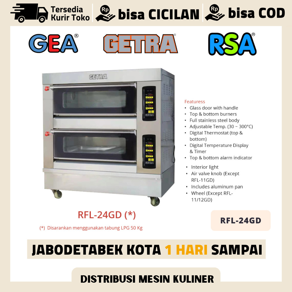 OVEN GETRA 2 DECK 4 TRAY RFL-24GD PEMANGGANG ROTI KUE GARANSI RESMI