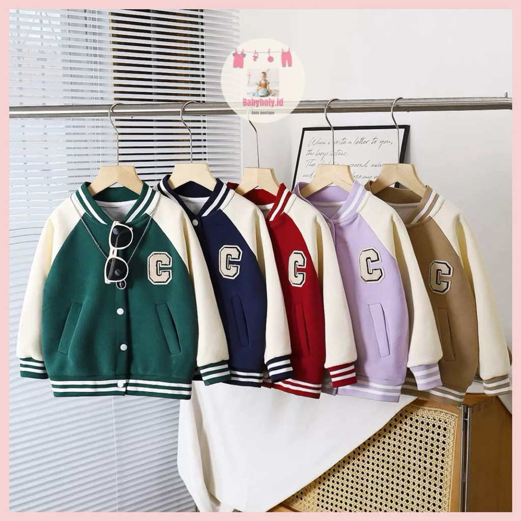 Jaket Baseball Import Anak Cowok Cewek Keren Premium/ Jaket Anak Import Kancing Jepret Fashion Impor