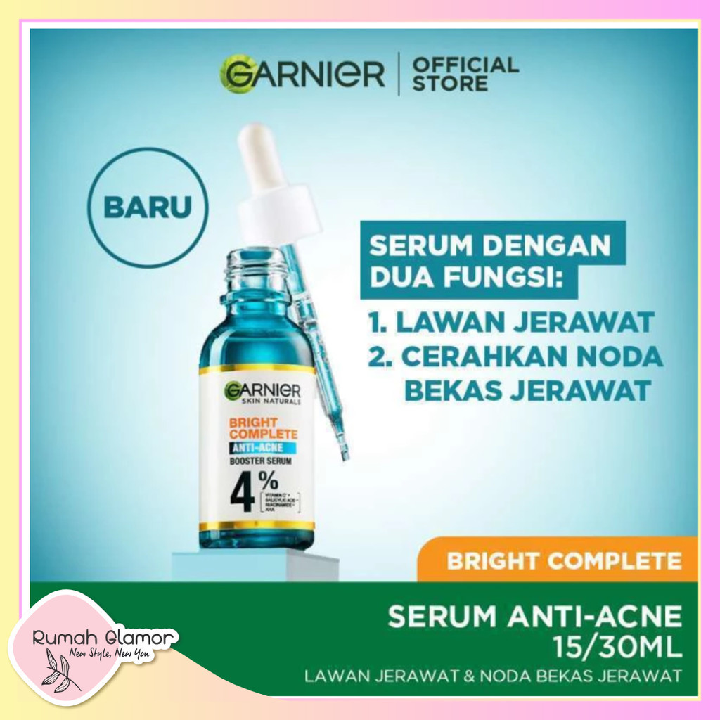GARNIER Bright Complete Anti Acne Booster Serum -  (Serum Mencerahkan dan Anti Jerawat dengan Salicy
