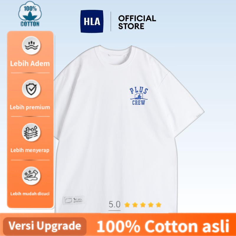 Kaos Lengan Pendek Besar HLA Percetakan Grafik Ocean Pria