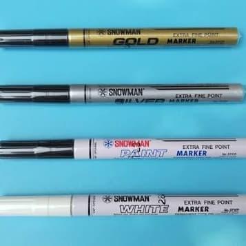 Spidol snowman silver white gold marker putih emas extra fine point
