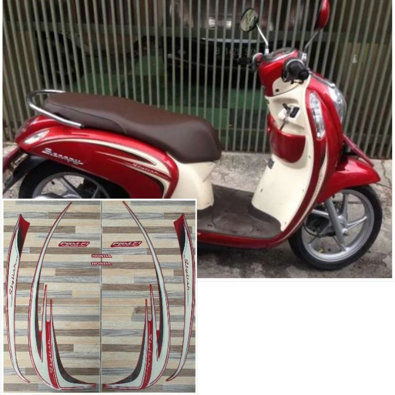 striping original Honda Scoopy stylish merah tahun 2014