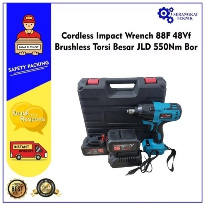 FIX - Cordless Impact Wrench 88F 48Vf Brushless Torsi Besar JLD 550Nm Bor