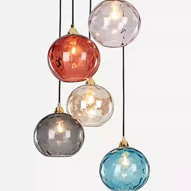 Norc Modern Colored Water Ripple Glass Cover Long-line Small Pent Lamp Bedroom Bedside ning Room Atm