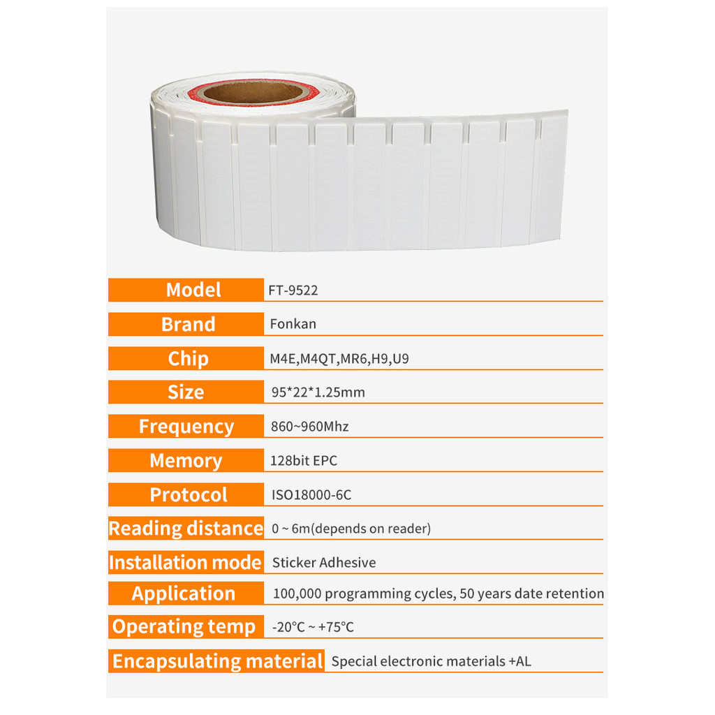 500pcsroll UHF RFID Label 70*30mm Antimetal RFID Tag Sticker Label UHF for Asset Management UHF RFID