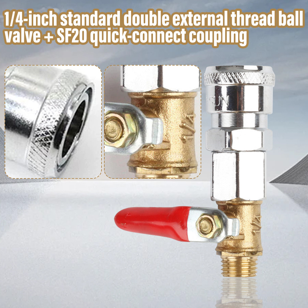 Sambungan cepat kran kompresor SF20 dan kran 1/4 kuningan