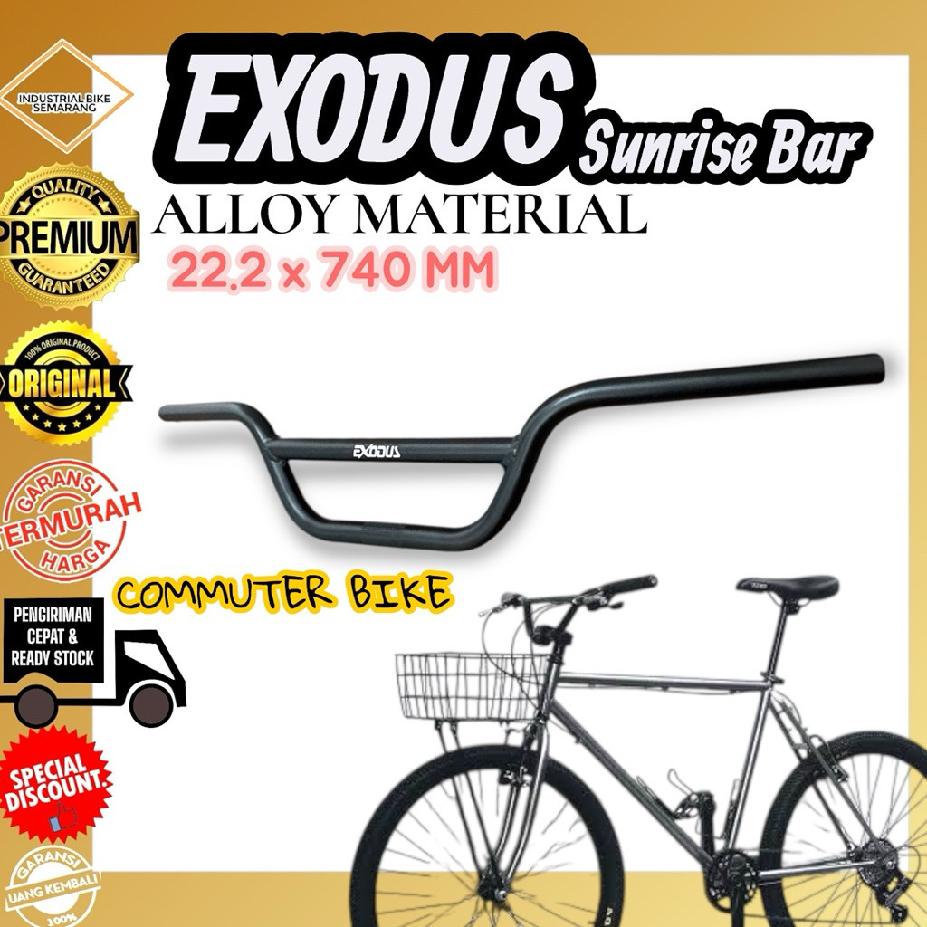 Terbaru ( SUNRISE BAR EXODUS ALLOY ) Handlebar Setang Stang Sepeda Commuter Bike Aluminium 22.2 x 74