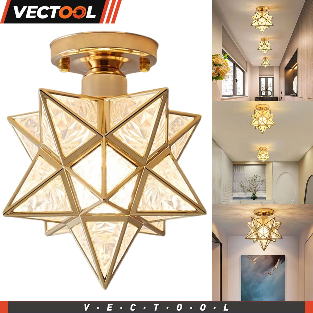 Lampu gantung pentagram Lampu gantung besi tempa kecil untuk balkon Lampu langit-langit koridor dan 