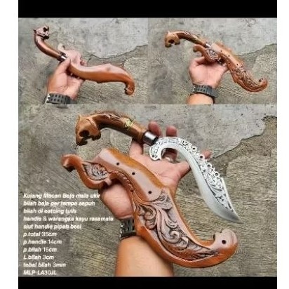 NEW OVET KNIVES Kujang besar baja per bilah di eatcing tulis batik NEW OVET KNIVES