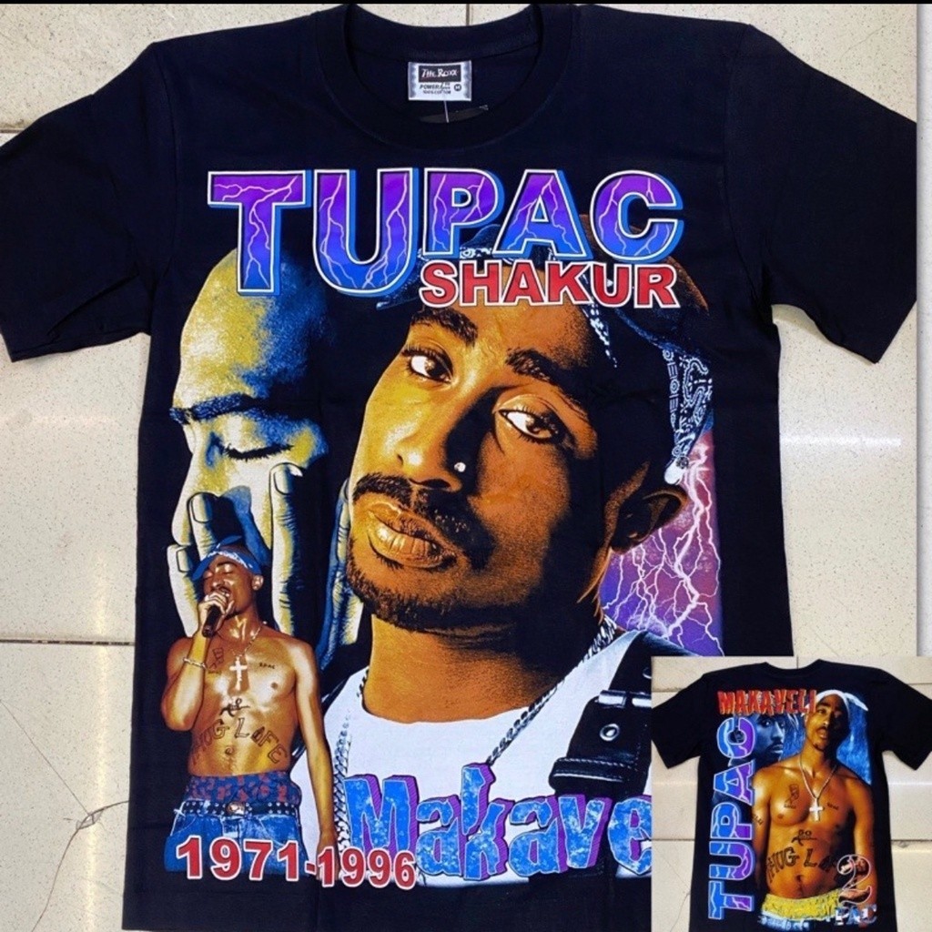 . Kaus Tupac Shakur Makaveli hitam