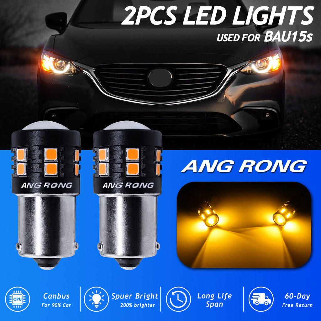 2x Amber BAU15s PY21W 581 15 SMD LED Side Incator Turn Signal Light Lamps Bulb