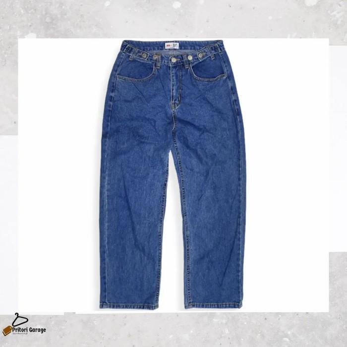 Raw Denim Tebal Ankle Jeans Lev*s x Black One Day Straight Fit Blue 28