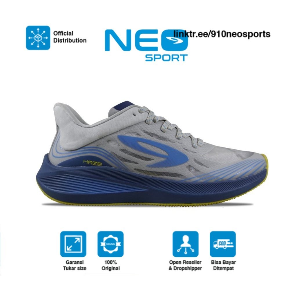 910 Sepatu Lari Haze Vision 1.0 - Abu Md/Biru/Kuning